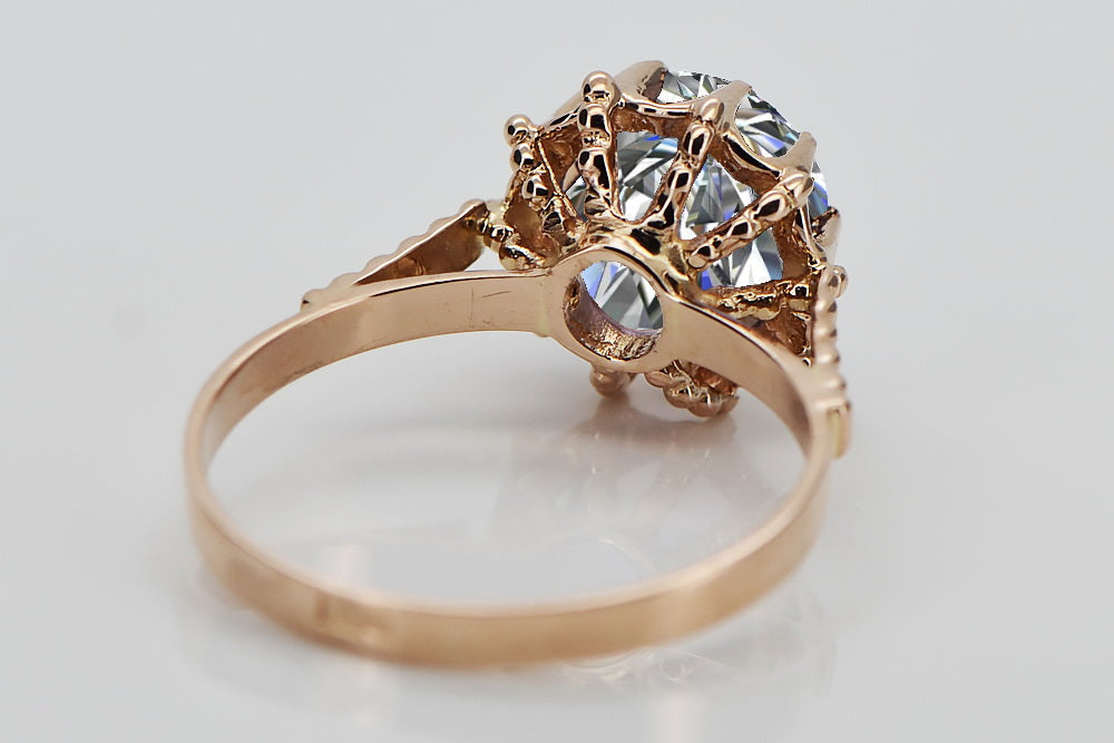 Vintage Zircon Ring in 14K Rose Gold (vrc045r-zi) — close-up of the hallmark on the inner band