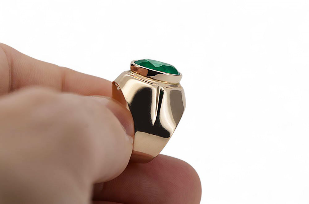 Vintage Emerald Ring in 14K Rose Gold (vrc296r-em) — full view of the piece