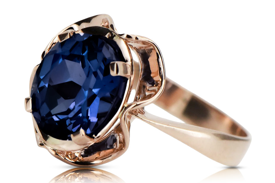 Vintage Sapphire Ring in 14K Rose Gold (vrc206r-sp) — full view of the piece