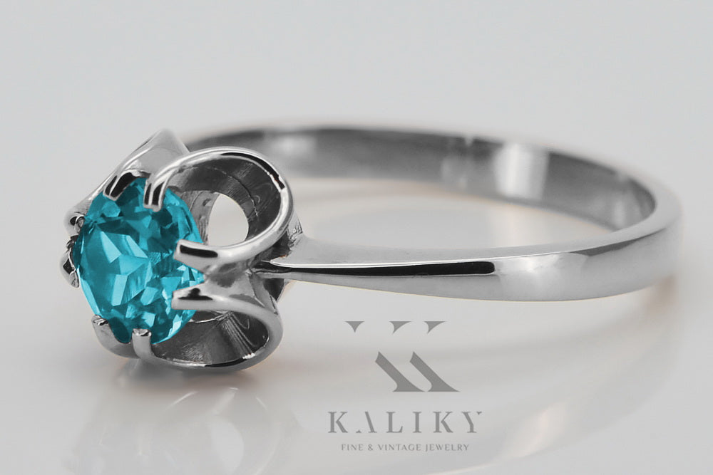 Vintage Aquamarine Ring in Sterling Silver (vrc348s-aq) — side view showing the setting