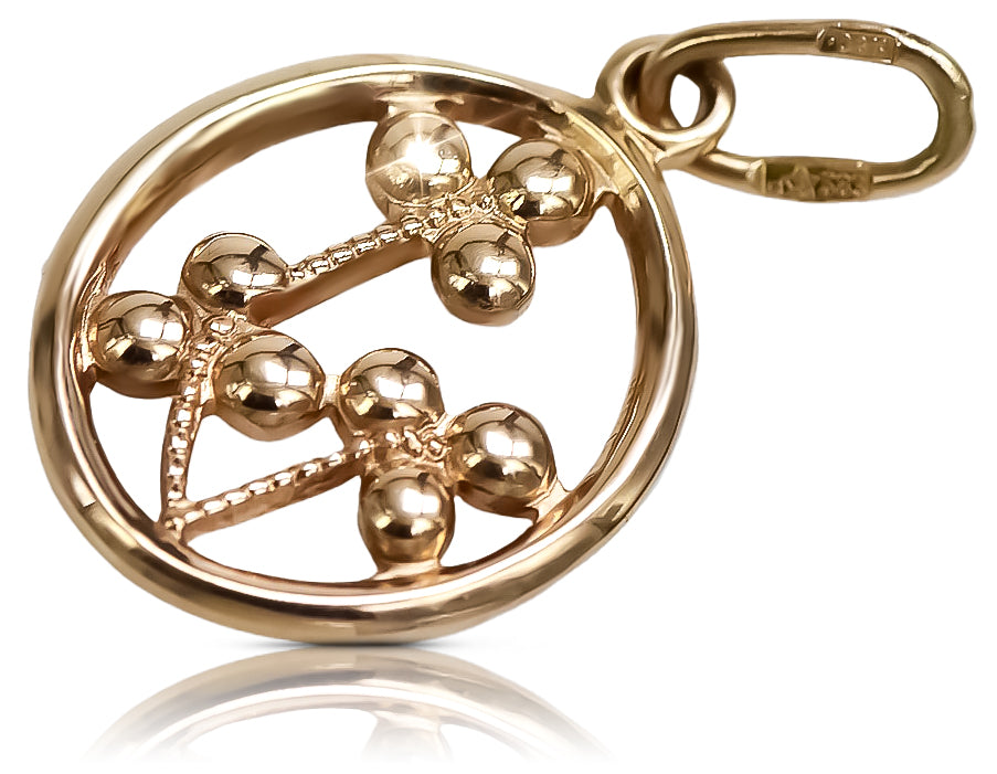 Vintage Leaf Pendant in 14K Rose Gold (vpn064) — view 4