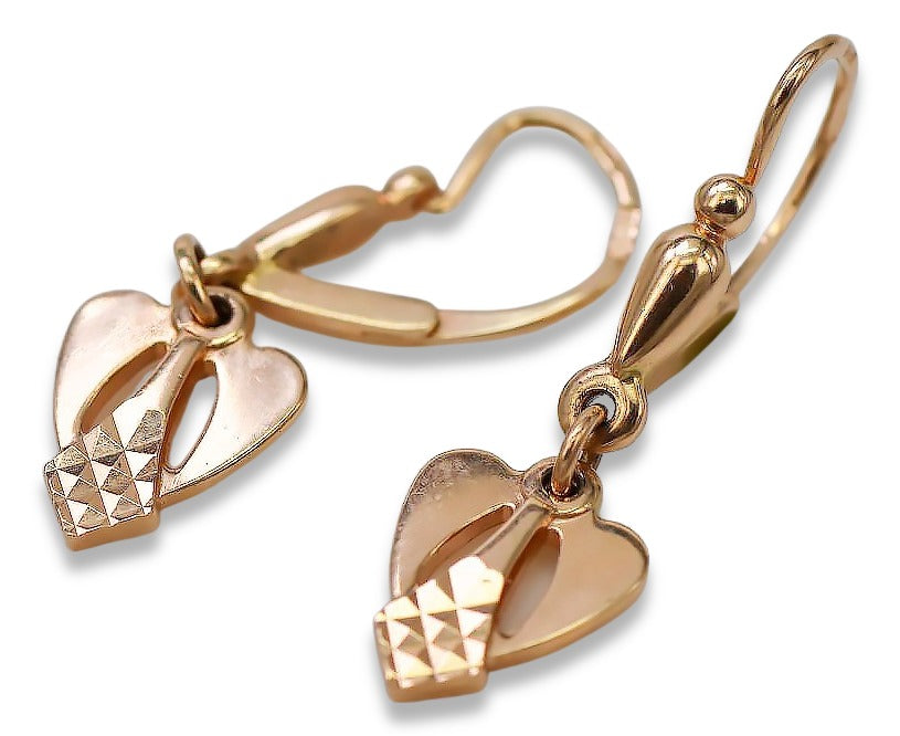 Vintage Leaf Earrings in 14K Rose Gold (ven245) — view 4