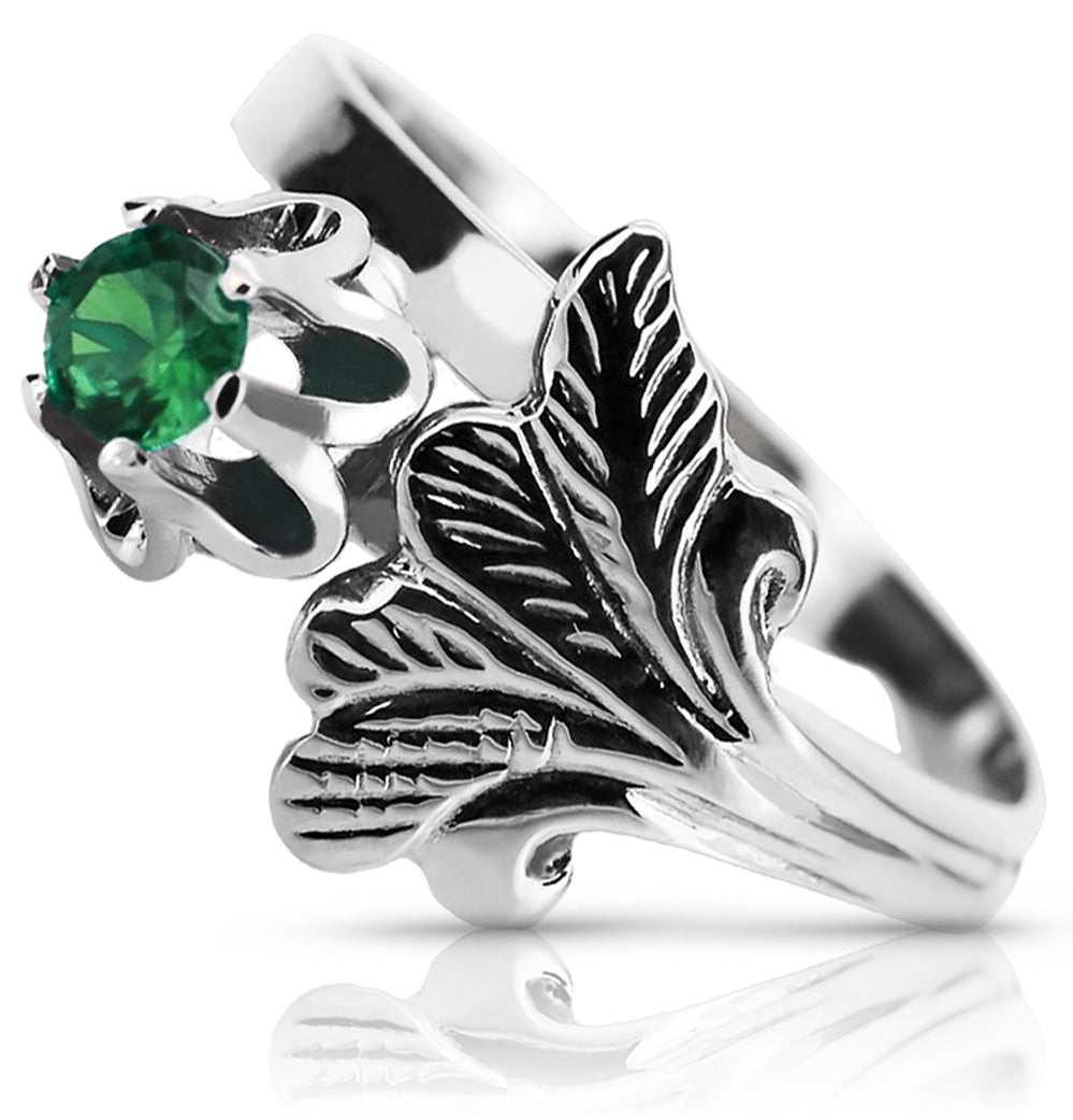 Vintage Emerald Ring in Sterling Silver (vrc169s-em)