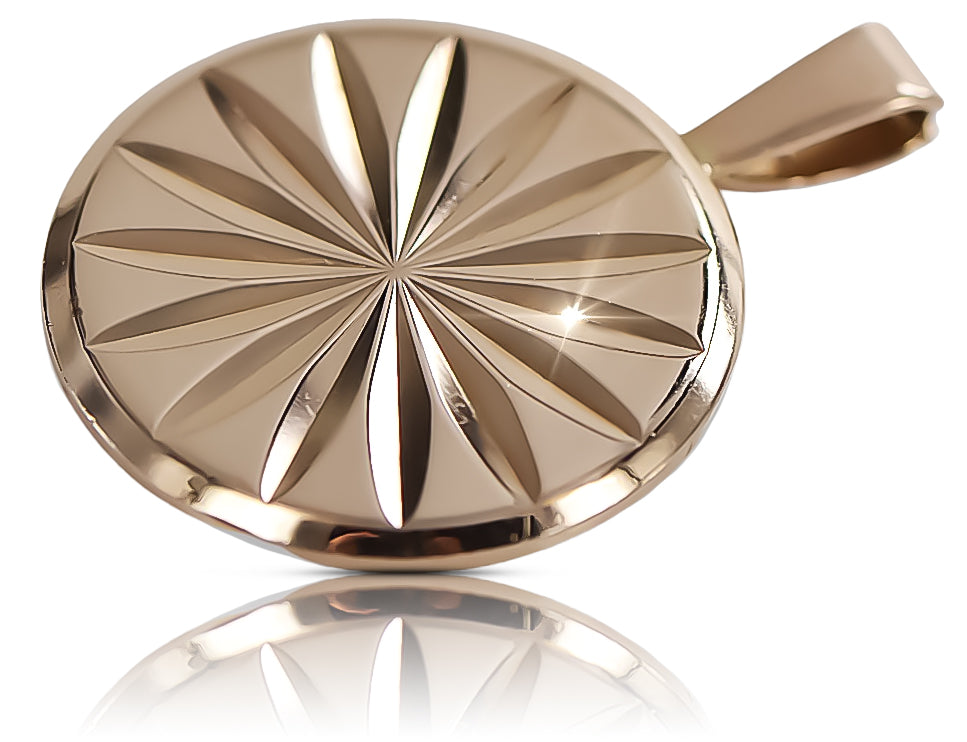 Vintage Circle Pendant in 14K Rose Gold (vpn004) — view 5
