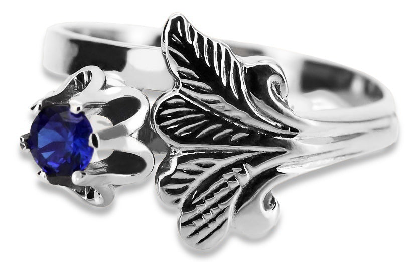 Vintage Sapphire Ring in Sterling Silver (vrc169s-sp) — full view of the piece