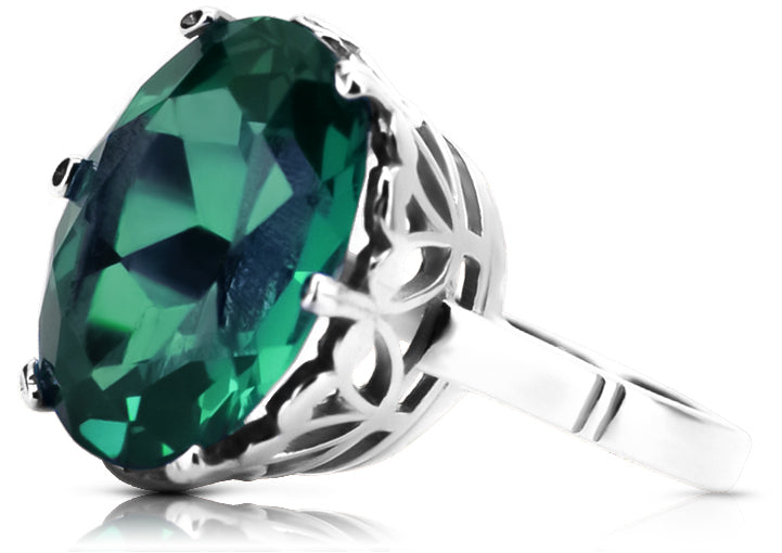 Vintage Emerald Ring in Sterling Silver (vrc130s-em)