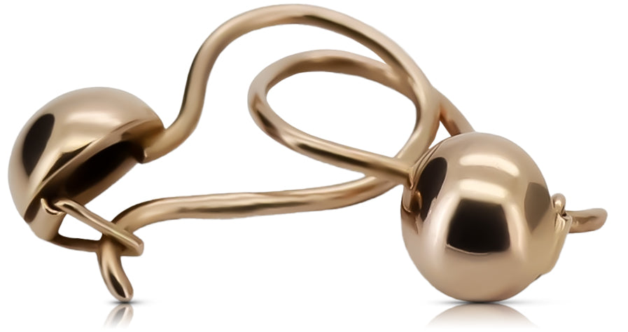 Vintage Ball Earrings in 14K Rose Gold (ven199) — view 2