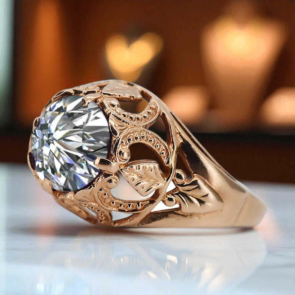 Vintage Zircon Ring in 14K Rose Gold (vrc080r-zi)