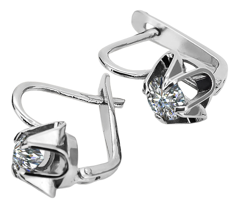 Vintage Zircon Earrings in 14K Rose Gold (vec018s-zi) — close-up of the hallmark on the inner band