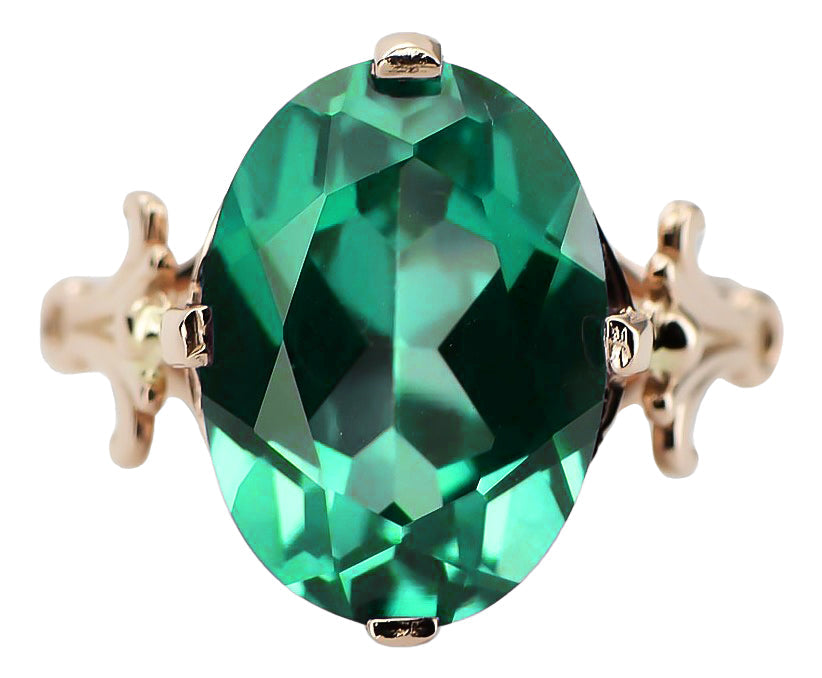 Vintage Emerald Ring in 14K Rose Gold (vrc369r-em) — close-up of the hallmark on the inner band