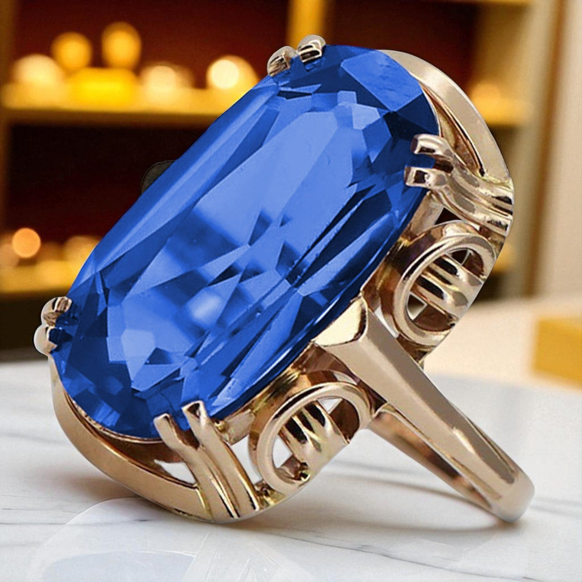 Vintage Sapphire Ring in 14K Rose Gold (vrc038r-sp)