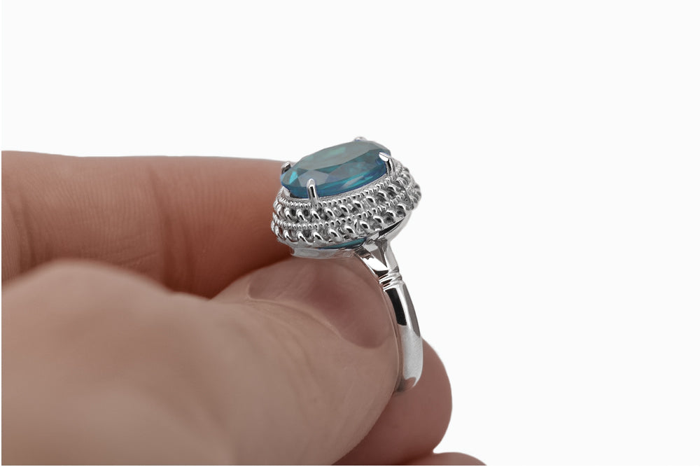 Vintage Aquamarine Ring in Sterling Silver (vrc068s-aq) — close-up of the hallmark on the inner band