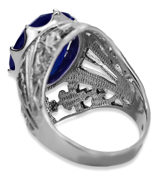 Vintage Sapphire Ring in Sterling Silver (vrc031s-sp) — worn on the hand, showing profile