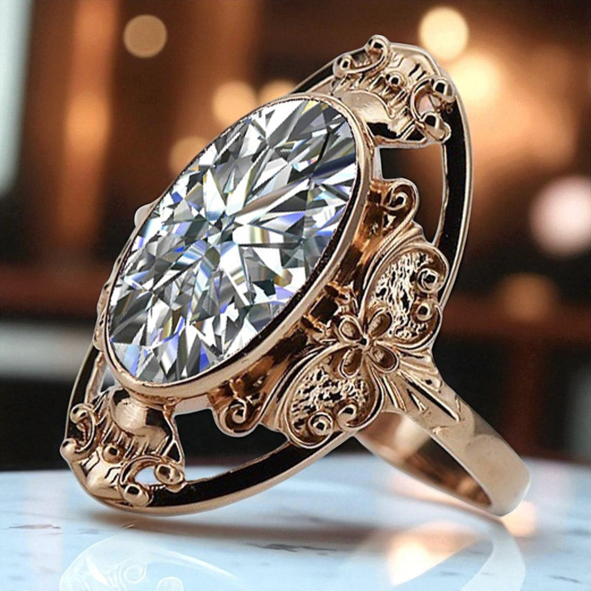 Vintage Zircon Ring in 14K Rose Gold (vrc014r-zi)