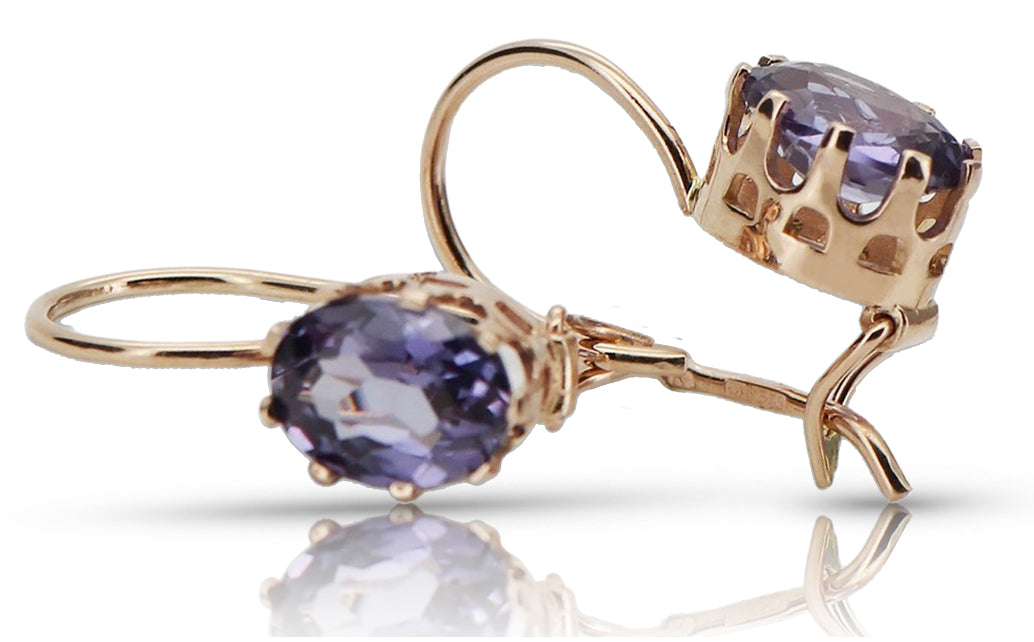 Vintage Alexandrite Earrings in 14K Rose Gold (vec196r-ax) — full view of the piece