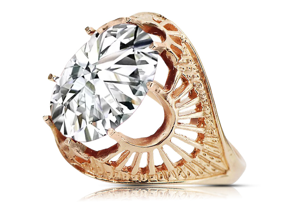 Vintage Zircon Ring in 14K Rose Gold (vrc003r-zi) — back view with the clasp