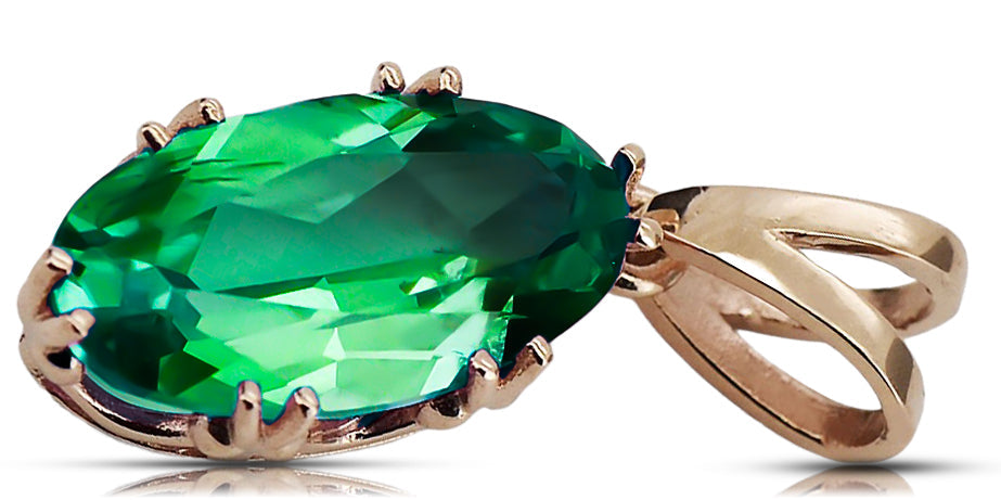 Vintage Emerald Pendant in 14K Rose Gold (vpc019r-em) — full view of the piece