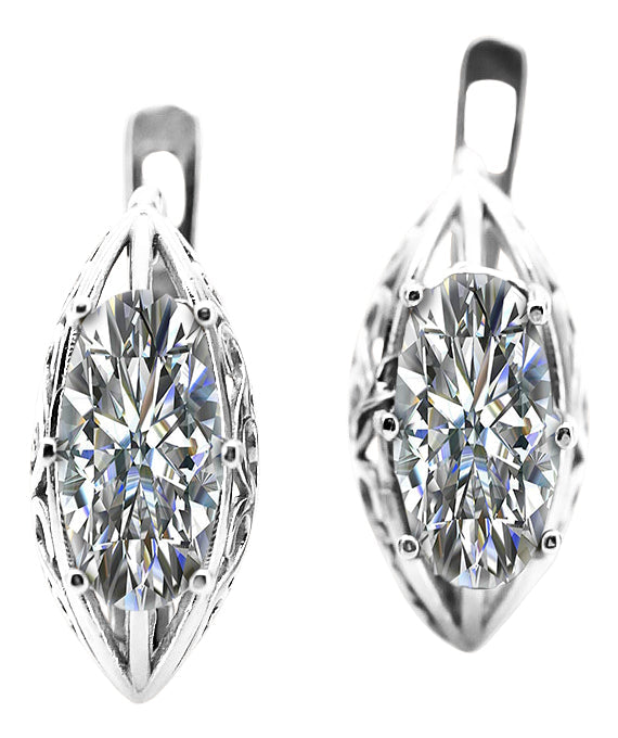 Vintage Zircon Earrings in Sterling Silver (vec141s-zi) — full view of the piece