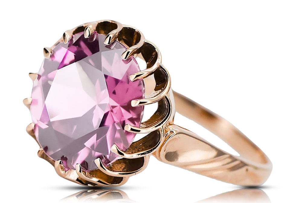 Vintage Amethyst Craft Ring in 14K Rose Gold (vrc035r-am) — close-up of the hallmark on the inner band