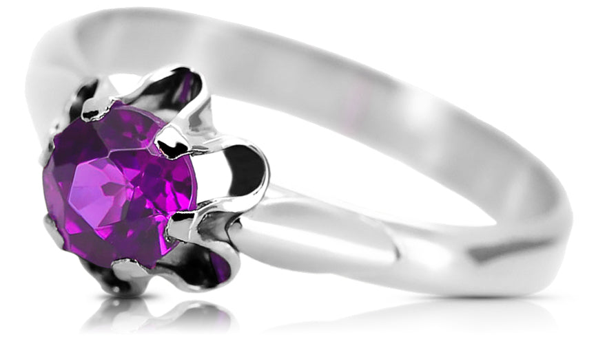 Vintage Amethyst Ring in Sterling Silver (vrc094s-am)