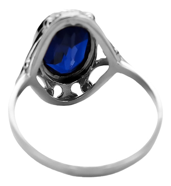 Vintage Sapphire Ring in Sterling Silver (vrc128s-sp) — full view of the piece
