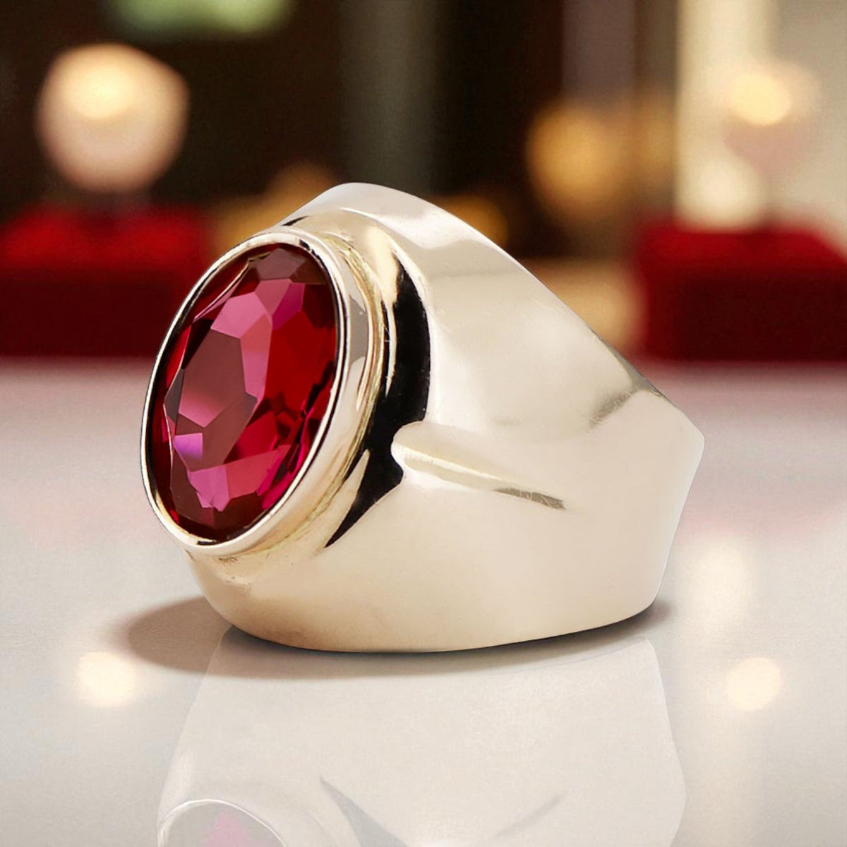 Vintage Ruby Ring in 14K Rose Gold (vrc296r-rb)
