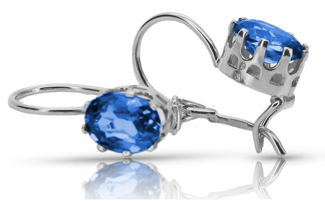 Vintage Sapphire Earrings in Sterling Silver (vec196s-sp)