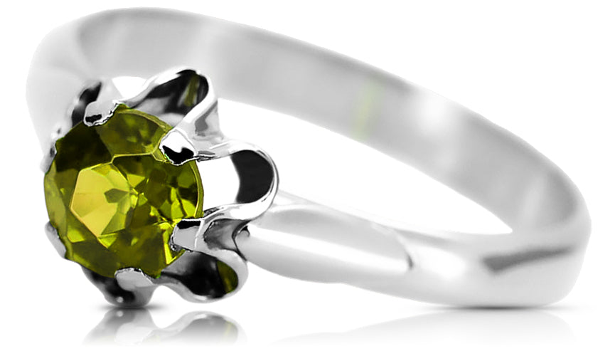 Vintage Yellow Peridot Craft Ring in Sterling Silver (vrc094s-yp)