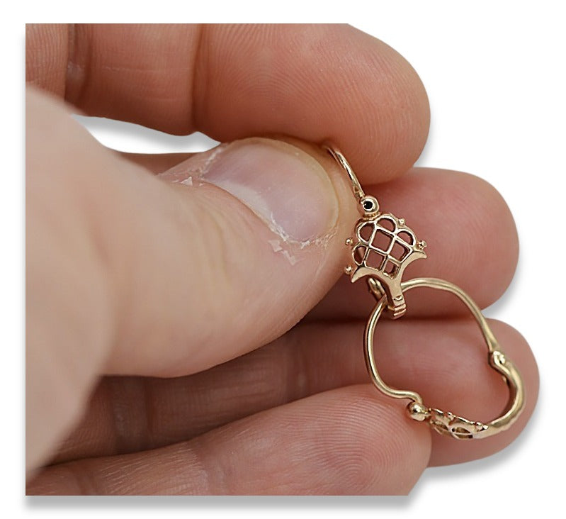 Vintage Leaf Earrings in 14K Rose Gold (ven114) — view 4