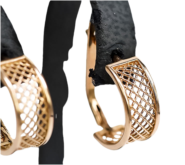 Vintage Lattice Hoop Earrings in Rose Gold-Plated Sterling Silver (ven121rp) — view 3