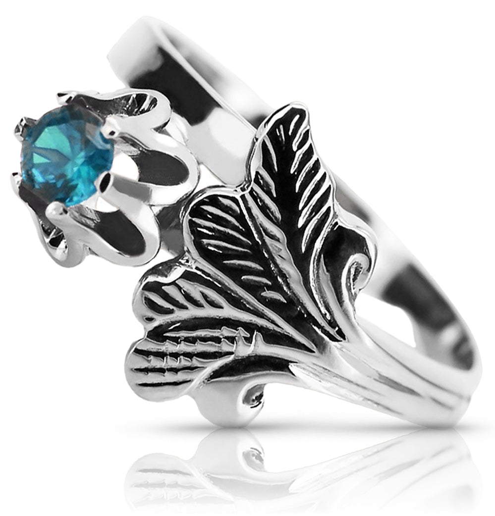 Vintage Aquamarine Ring in Sterling Silver (vrc169s-aq)