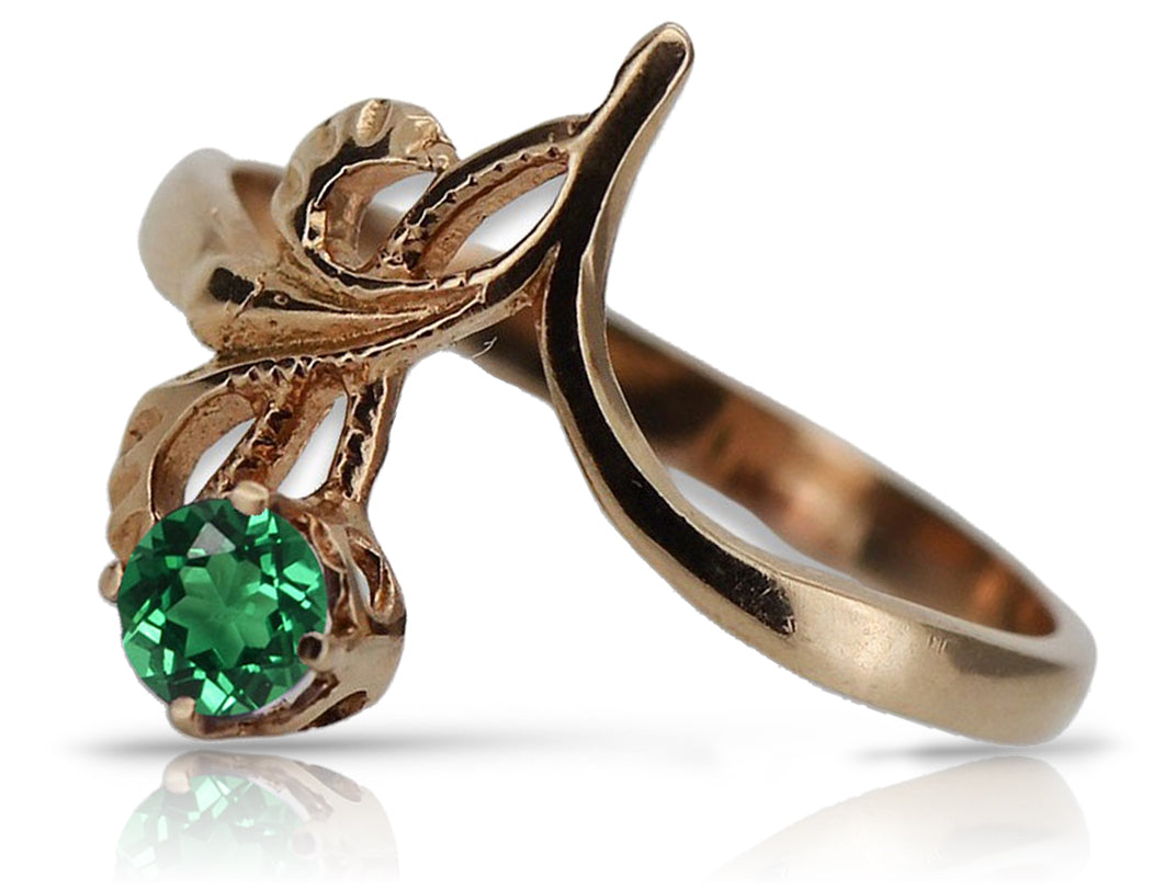 Vintage Emerald Ring in Rose Gold-Plated Sterling Silver (vrc095rp-em) — full view of the piece