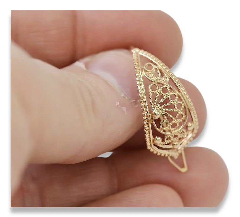 Vintage Flower Earrings in 14K Rose Gold (ven179) — side view showing the setting