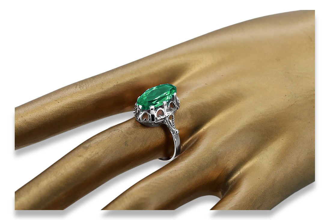 Vintage Emerald Ring in Sterling Silver (vrc134s-em) — close-up of the hallmark on the inner band