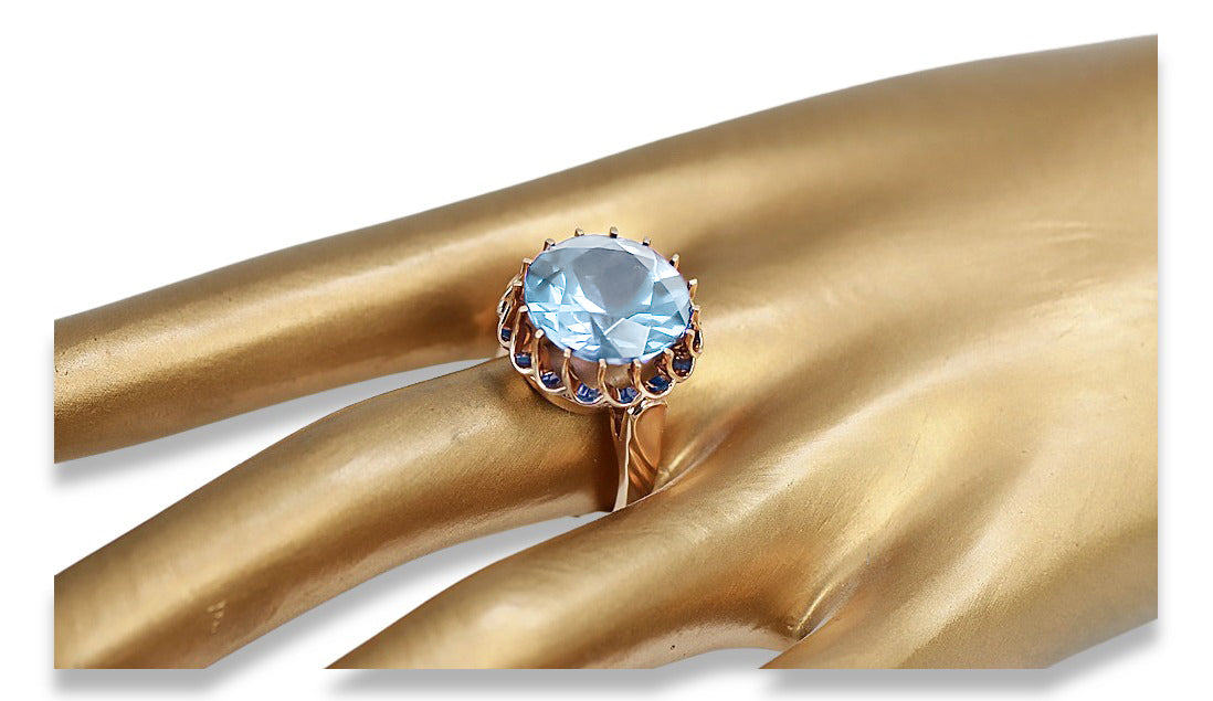 Vintage Aquamarine Ring in 14K Rose Gold (vrc035r-aq) — full view of the piece