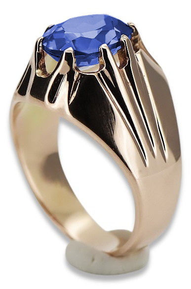 Vintage Sapphire Saphire Ring in 14K Rose Gold (vrc016r-sp) — close-up of the stone and setting