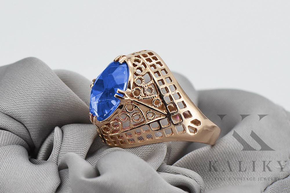 Vintage Sapphire Ring in 14K Rose Gold (vrc030r-sp) — close-up of the hallmark on the inner band