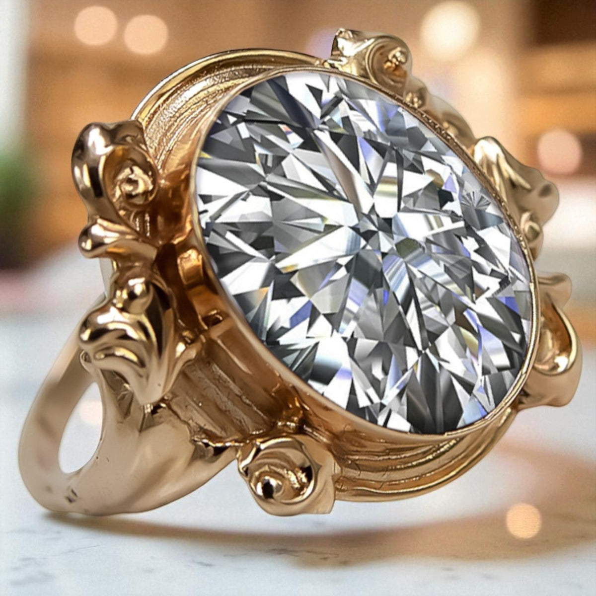 Vintage Zircon Ring in 14K Rose Gold (vrc100r-zi)