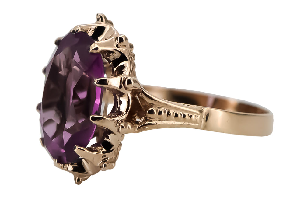 Vintage Amethyst Ring in 14K Rose Gold (vrc079r-am) — view 4