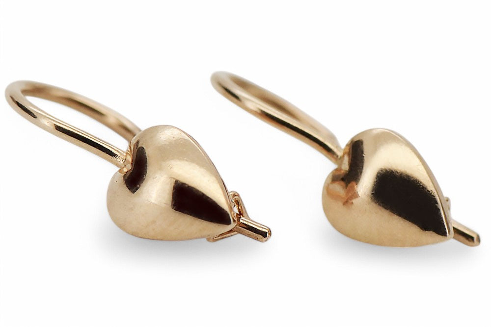 Vintage Heart Earrings in 14K Rose Gold (ven066) — view 3