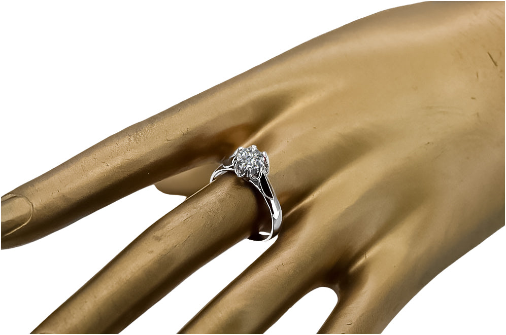 Vintage Zircon Ring in Sterling Silver (vrc122s-zi) — side view showing the setting