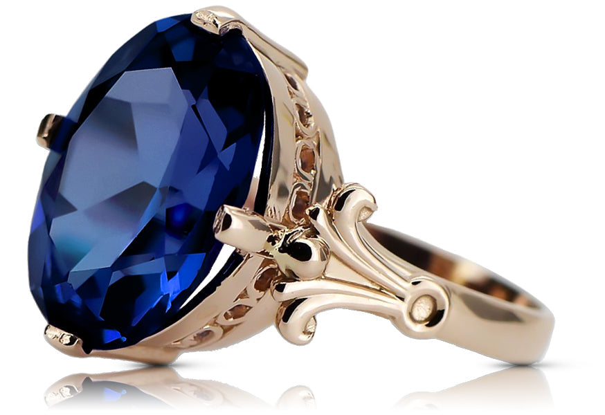 Vintage Sapphire Craft Ring in 14K Rose Gold (vrc369r-sp) — full view of the piece