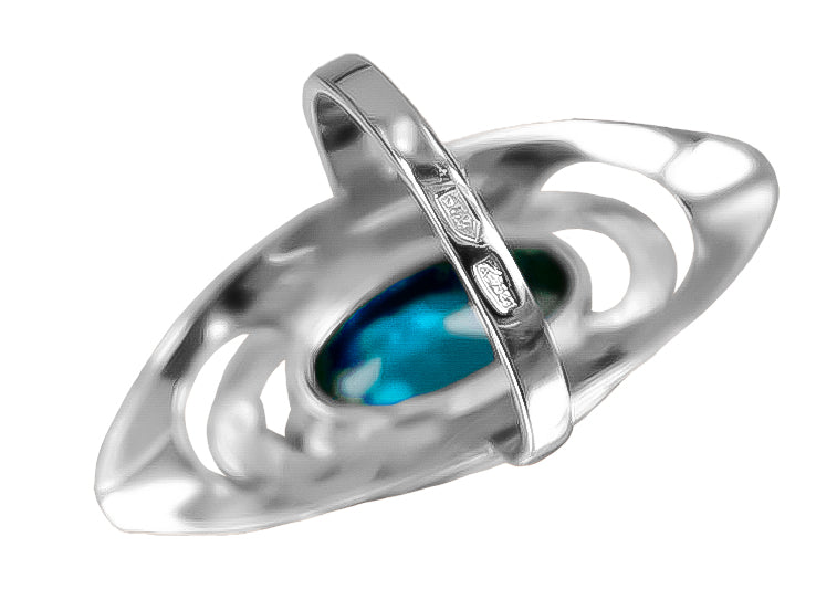 Vintage Aquamarine Ring in Sterling Silver (vrc189s-aq) — full view of the piece