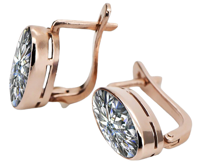 Vintage Zircon Earrings in 14K Rose Gold (vec001r-zi) — close-up of the hallmark on the inner band