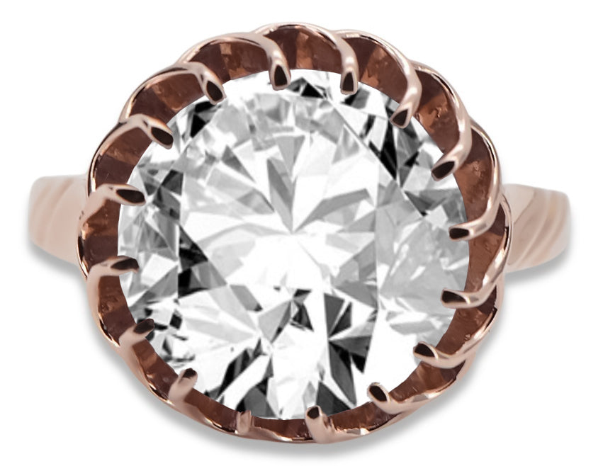 Vintage Zircon Ring in 14K Rose Gold (vrc035r-zi) — close-up of the stone and setting