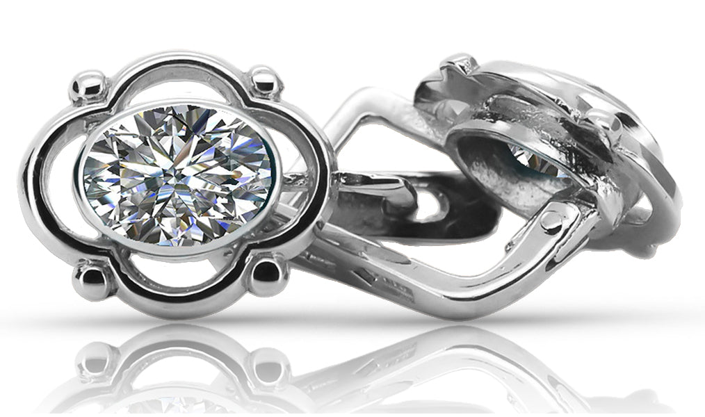 Vintage Zircon Earrings in Sterling Silver (vec033s-zi) — full view of the piece