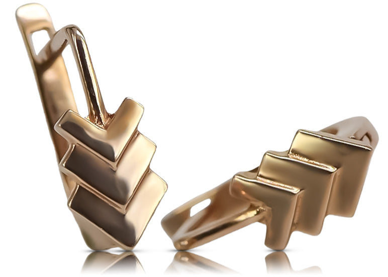 Vintage Leaf Earrings in 14K Rose Gold (ven100) — view 2