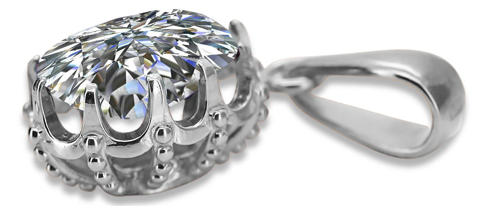 Vintage Zircon Pendant in Sterling Silver (vpc008s-zi) — full view of the piece