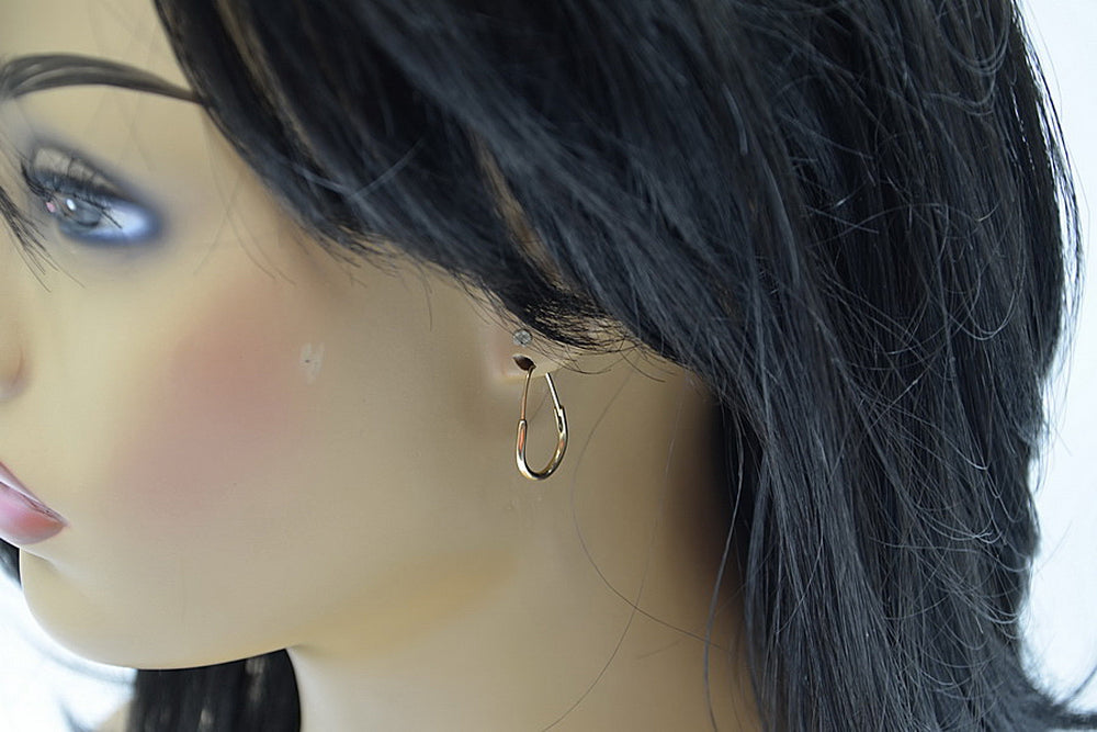 Vintage Hoops Earrings in 14K Rose Gold (ven016) — side view showing the setting