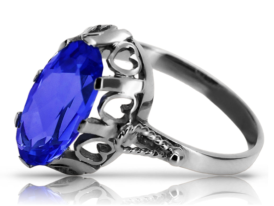 Vintage Sapphire Ring in Sterling Silver (vrc134s-sp)
